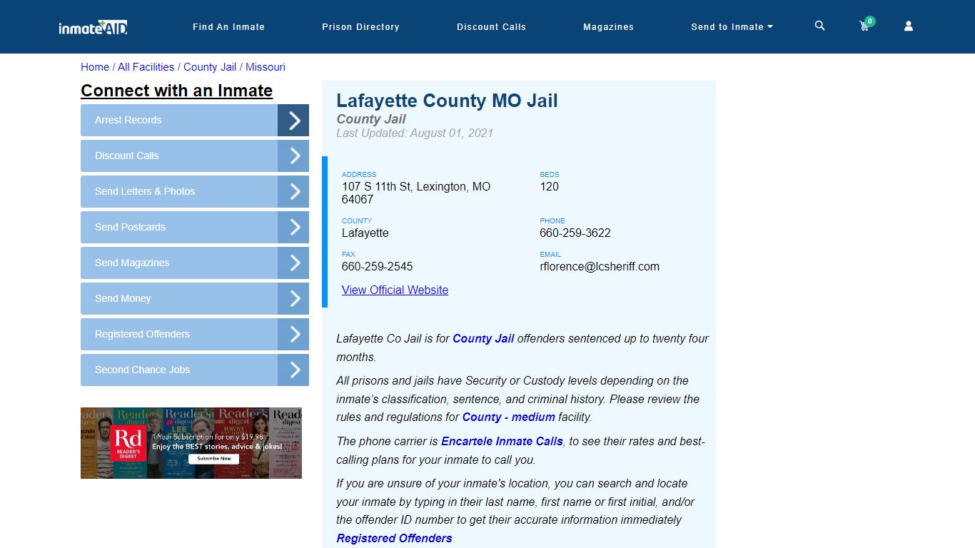 Lafayette County MO Jail - Inmate Locator