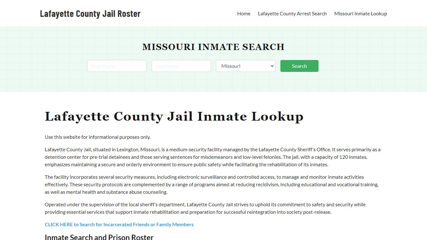 Lafayette County Jail Roster Lookup, MO, Inmate Search